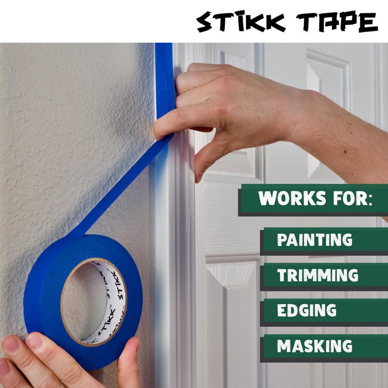 STIKK Painters Tape - 3pk Forest Dark Green Painter Tape - 1 inch x 60 Yards - Paint Tape for Painting, Edges, Trim, Ceilings - Masking Tape for DIY Paint Projects - Residue-Free Painting Tape - Image 4